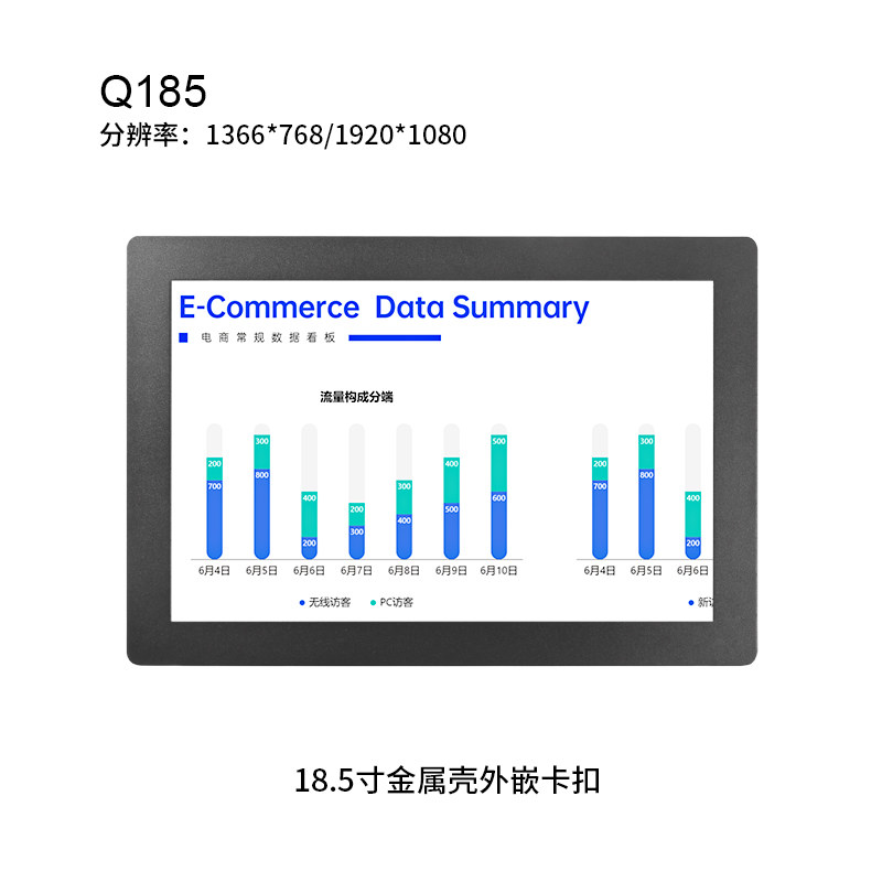 18.5寸金属壳卡扣外嵌显示器